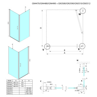 LORO čtvercový sprchový kout 900x900 mm GN4490-04