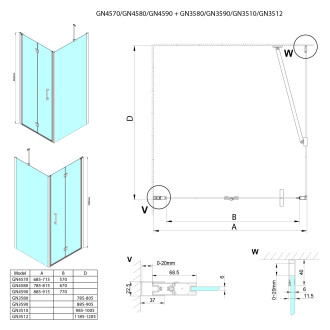 LORO obdélníkový sprchový kout 800x1200mm GN4580-02