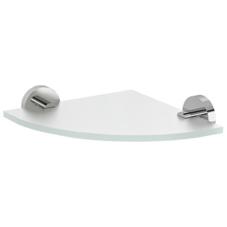 X-ROUND skleněná police rohová, čtvrtkruhová 200x200mm, chrom/mléčné sklo XR009-01