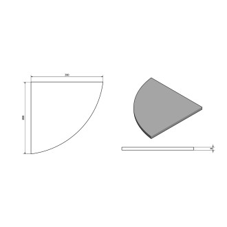 X-ROUND skleněná police rohová, čtvrtkruhová 200x200mm, chrom/čiré sklo XR009-11