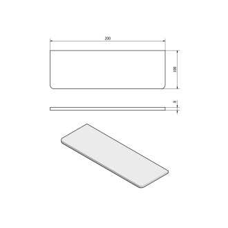 X-SQUARE skleněná police 200mm, chrom/mléčné sklo XQ009-02