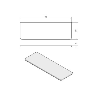 X-SQUARE skleněná police 700mm, chrom/čiré sklo XQ009-16