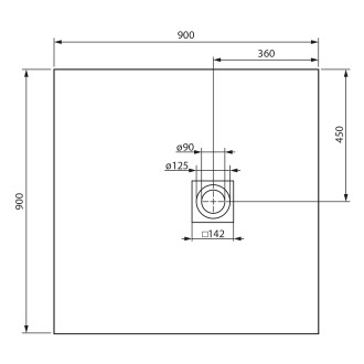 MITIA sprchová vanička z litého mramoru, čtverec 90x90cm, bílá PMB9090