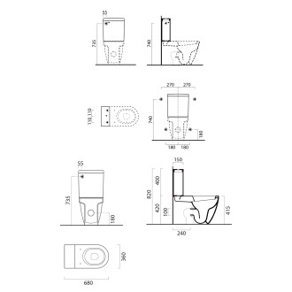 PURA WC kombi, spodní/zadní odpad, bílá ExtraGlaze WCSET881711-PURA