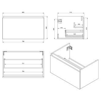 LOREA skříňka s dvojumyvadlem 161x46x51,5cm (80+80cm), bílá mat LE080-3131-01
