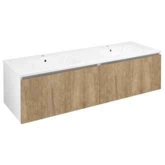 LOREA skříňka s dvojumyvadlem 181x46x51,5cm (90+90cm), dub alabama/bílá mat LE090-2231-02
