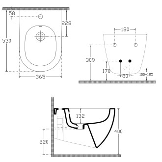 INFINITY bidet závěsný, 36,5x53cm, bílá mat 10NF41001-2L