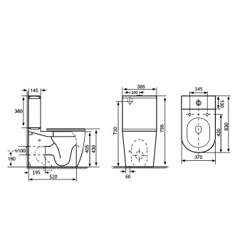 INFINITY WC kombi, Rimless, spodní/zadní odpad, bílá PC105WR