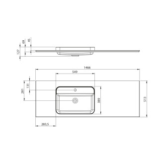 BRAHEA umyvadlo 146,6x51,5cm, rockstone, levé, bílá mat BT147L