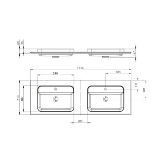 BRAHEA dvojumyvadlo 151,6x51,5cm, rockstone, bílá mat BT152
