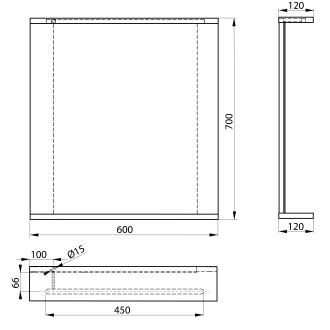 KORIN STRIP zrcadlo s LED osvětlením 60x70x12cm, dub platin KO990S