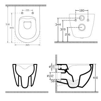 INFINITY závěsná WC mísa, Rimless, 36,5x53cm, bílá 10NF02004