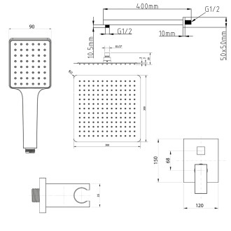 CUBEMIX podomítkový sprchový set s pákovou baterií, 2 výstupy, vyústění, chrom CM042-01
