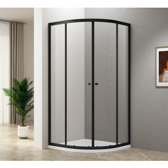 ARLETA BLACK čtvrtkruhová sprchová zástěna 800x800mm, čiré sklo