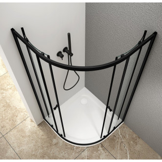 ARLETA BLACK čtvrtkruhová sprchová zástěna 900x900mm, čiré sklo