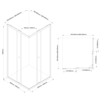 AGGA BLACK čtvercová sprchová zástěna 900x900mm, čiré sklo