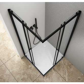 AGGA BLACK čtvercová sprchová zástěna 900x900mm, čiré sklo