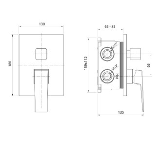 RITMO podomítková sprchová baterie, box, 3 výstupy, chrom RT043