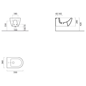 PURA bidet závěsný, 36x55cm, blush mat 8865124