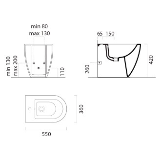 PURA BIG bidet stojící 36x55cm, blush mat 8872124