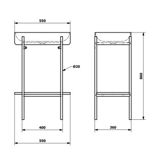 PUNO podstavec s umyvadlem 550x860x360mm, zlato mat SKA570-5-01