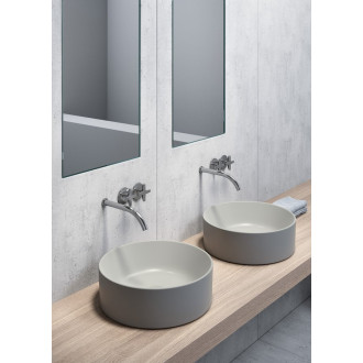 KUBE X keramické umyvadlo na desku, průměr 40cm, cenere mat 942617
