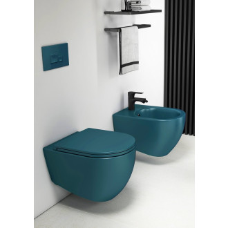 INFINITY závěsná WC mísa, Rimless, 36,5x53cm, zelená petrol 10NF02004-2P
