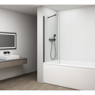FISA vanová zástěna 800x1500mm, černá mat, čiré sklo FS1082-B