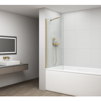 FISA vanová zástěna 600x1500mm, zlato mat, čiré sklo FS1062-G