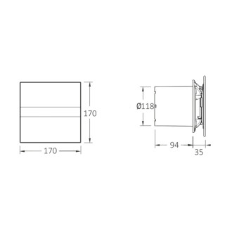 E-120 GBT koupelnový ventilátor axiální s časovačem, 15W, potrubí 120mm, černá