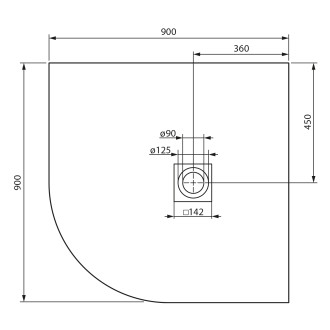 MITIA sprchová vanička z litého mramoru, čtvrtkruh 90x90cm, černá PMCR90