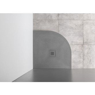 MITIA sprchová vanička z litého mramoru, čtvrtkruh 90x90cm, šedá PMSR90