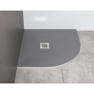 MITIA sprchová vanička z litého mramoru, čtvrtkruh 90x90cm, šedá PMSR90
