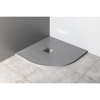 MITIA sprchová vanička z litého mramoru, čtvrtkruh 90x90cm, šedá PMSR90