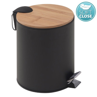 KENTA odpadkový koš 5l, Soft Close, černá mat/bambus 1409
