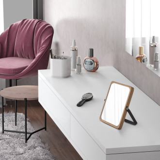 MIDORI kosmetické zrcátko na postavení, 162x185mm, oboustranné, černá/bambus 2106 57926