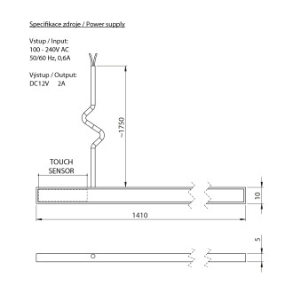 LOREA LED pásek 141cm, 6,8 W, teplá bílá LED140