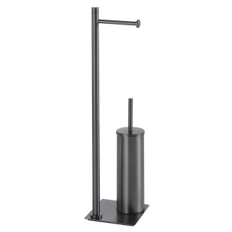 TRILLY stojan s držákem na toaletní papír a WC štětkou, hranatý, gun metal TR3281