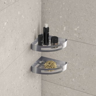 SMART rohová police do sprchy, 210x45x210mm, gun metal 247981