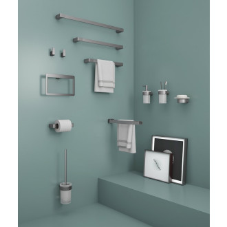 PIRENEI WC štětka závěsná, mléčné sklo, gun metal PI330381