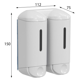 SHOWER SMALL dvojitý dávkovač tekutého mýdla, 2x170ml, bílá A94601