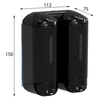 SHOWER SMALL dvojitý dávkovač tekutého mýdla, 2x170ml, černá A94603