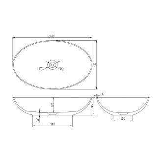 BANERA OVAL umyvadlo na desku, litý mramor, 60x40cm, bílá mat