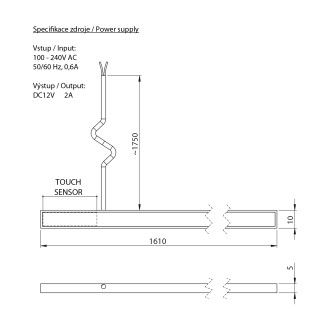 LOREA LED pásek 161cm, 1,6W, studená bílá LED165