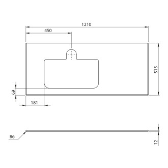BRAHEA deska rockstone s otvorem 121x51,5cm (90+30cm), levá, bílá mat BL121-0101-L