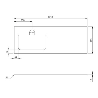 BRAHEA deska rockstone s otvorem 141x51,5cm (70+70cm), levá, bílá mat BL141-0101-L