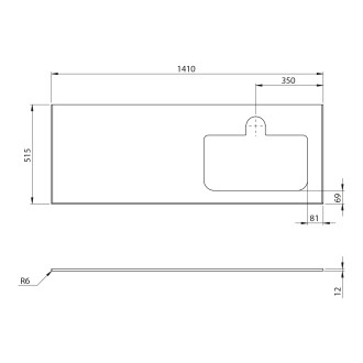 BRAHEA deska rockstone s otvorem 141x51,5cm (70+70cm), pravá, bílá mat BL141-0101-R
