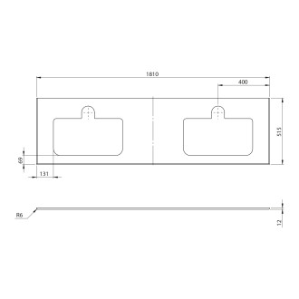 BRAHEA deska rockstone se 2 otvory 181x51,5cm (80+20+80cm), bílá mat BL181-0101-80