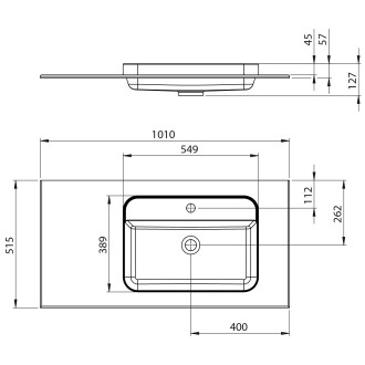 BRAHEA umyvadlo 101x51,5cm (20+80cm), pravé, bílá mat BL101-80R