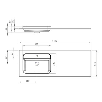 BRAHEA umyvadlo 141x51,5cm (70+70cm), levé, bílá mat BL141L